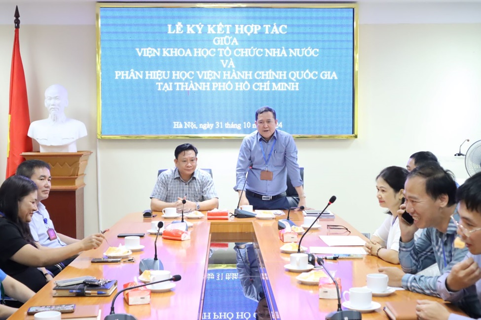 Lễ ký kết hợp tác giữa Viện Khoa học tổ chức nhà nước và Phân hiệu Học viện Hành chính Quốc gia tại Thành phố Hồ Chí Minh