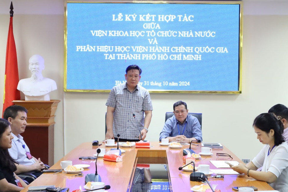 Lễ ký kết hợp tác giữa Viện Khoa học tổ chức nhà nước và Phân hiệu Học viện Hành chính Quốc gia tại Thành phố Hồ Chí Minh