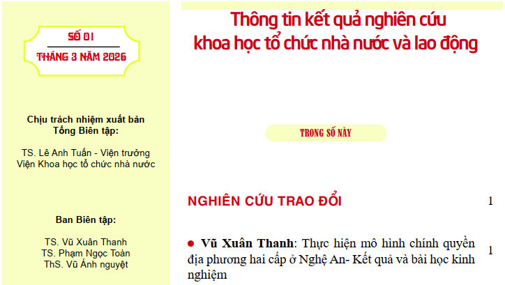 Thông tin Kết quả Nghiên cứu khoa học số 01/2026